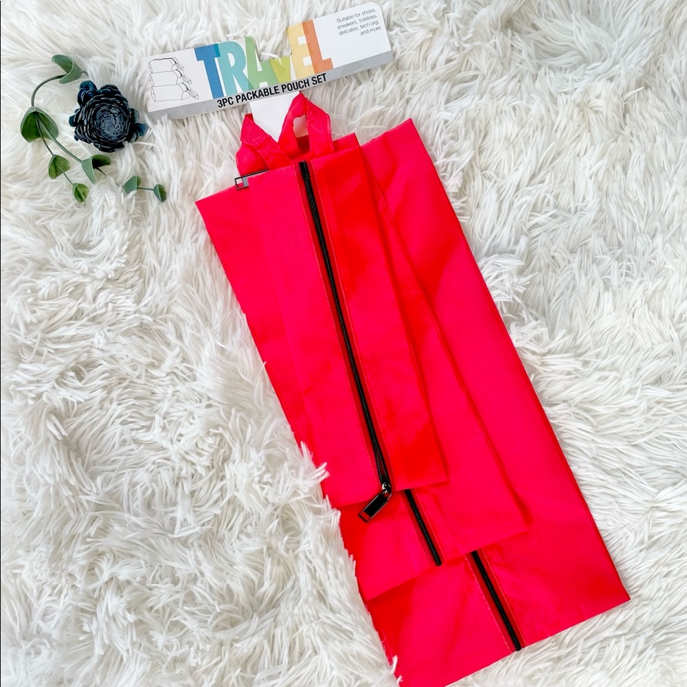 New with tags 3PC TRAVEL PACKABLE POUCH SET great for shoes toiletries delicates
